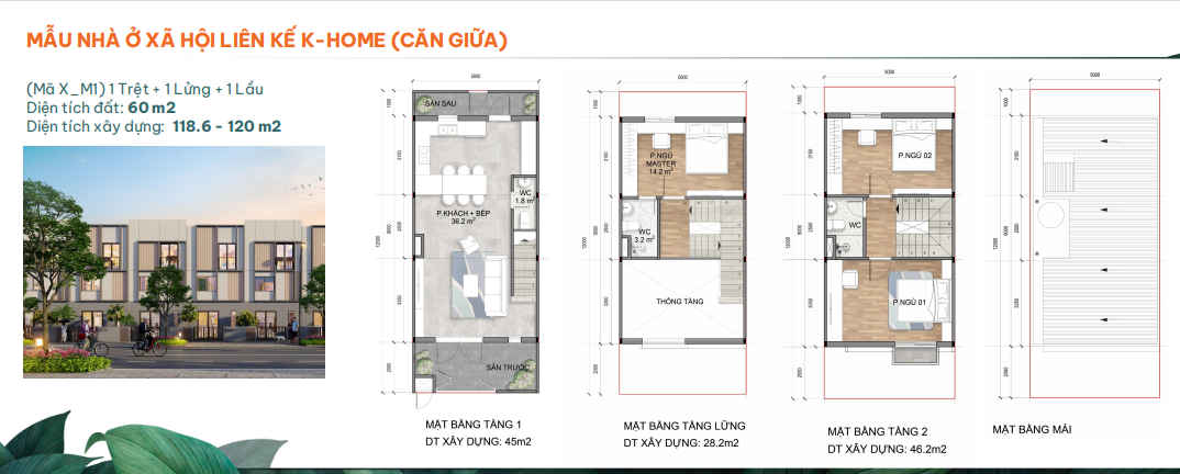 Thiết kế nhà ở xã hội thấp tầng k home new city